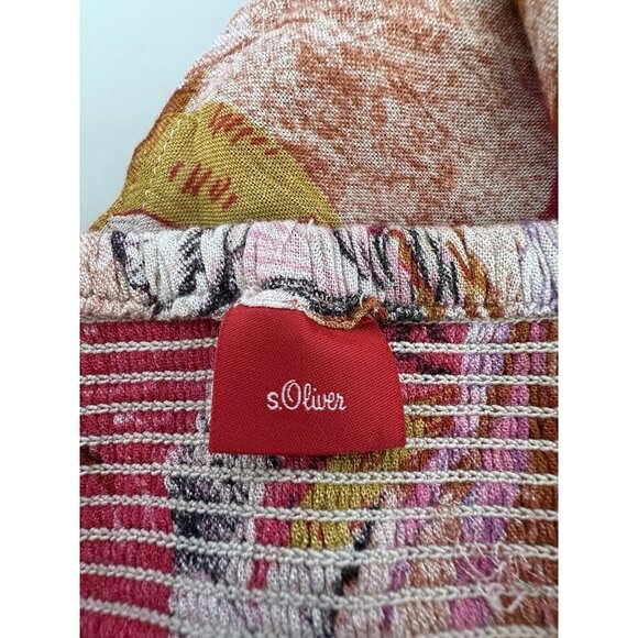 S. Oliver 3/4 Sleeve Off the Shoulder Tropical Flower Boho Summer Dress US Sz 12 - Picture 4 of 7